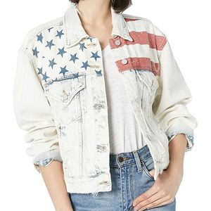 Blank NYC Flag Light Wash Denim Distressed Jacket